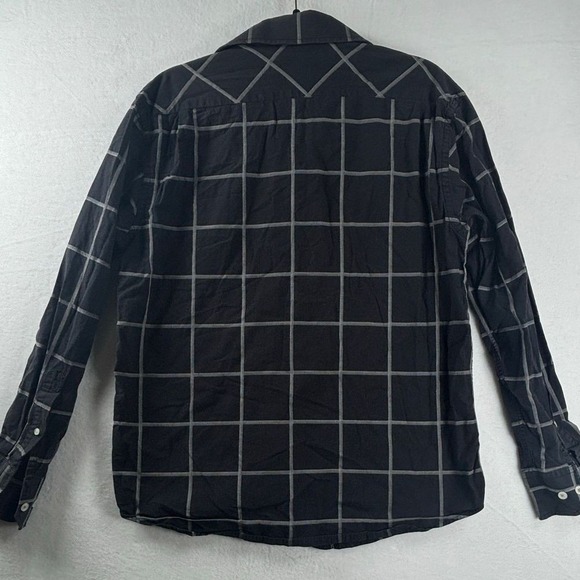 Ben Sherman Mens L Long Sleeve Button Down Shirt Black Gray‎ Check Grid Casual - Picture 8 of 11
